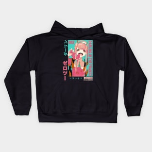 Indulging in Honey-Glazed Meat - Zero Two Kids Hoodie